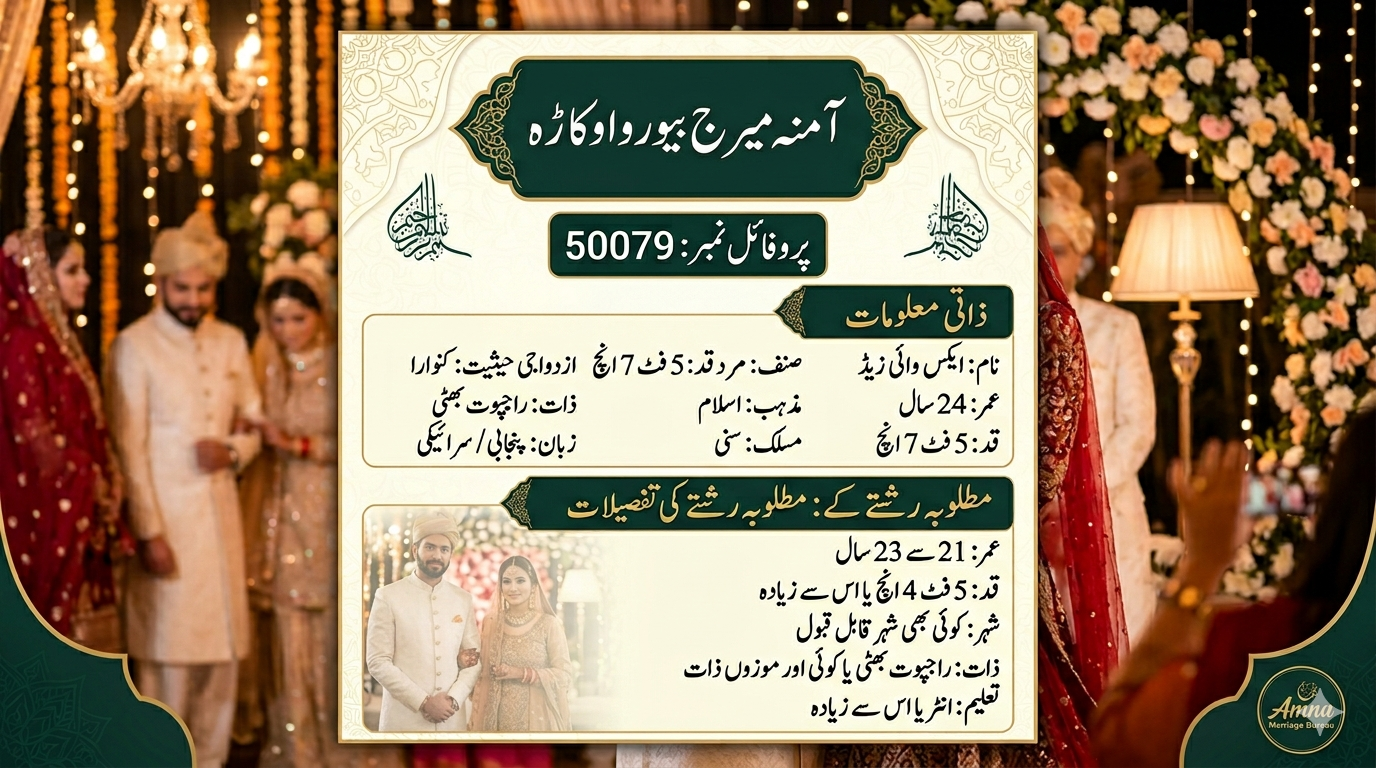 Exclusive Well‑Settled Bhatti Male Rishta – Suitable for Inter+ Brides